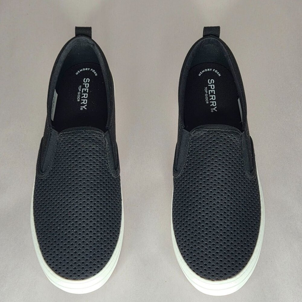 Sperry Women's Crest Slip-On Perforated Black Sneakers - Picture 3 of 7